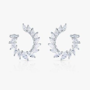 28 Diamonds Moonlit Circular 18K White Gold Marquise Earrings